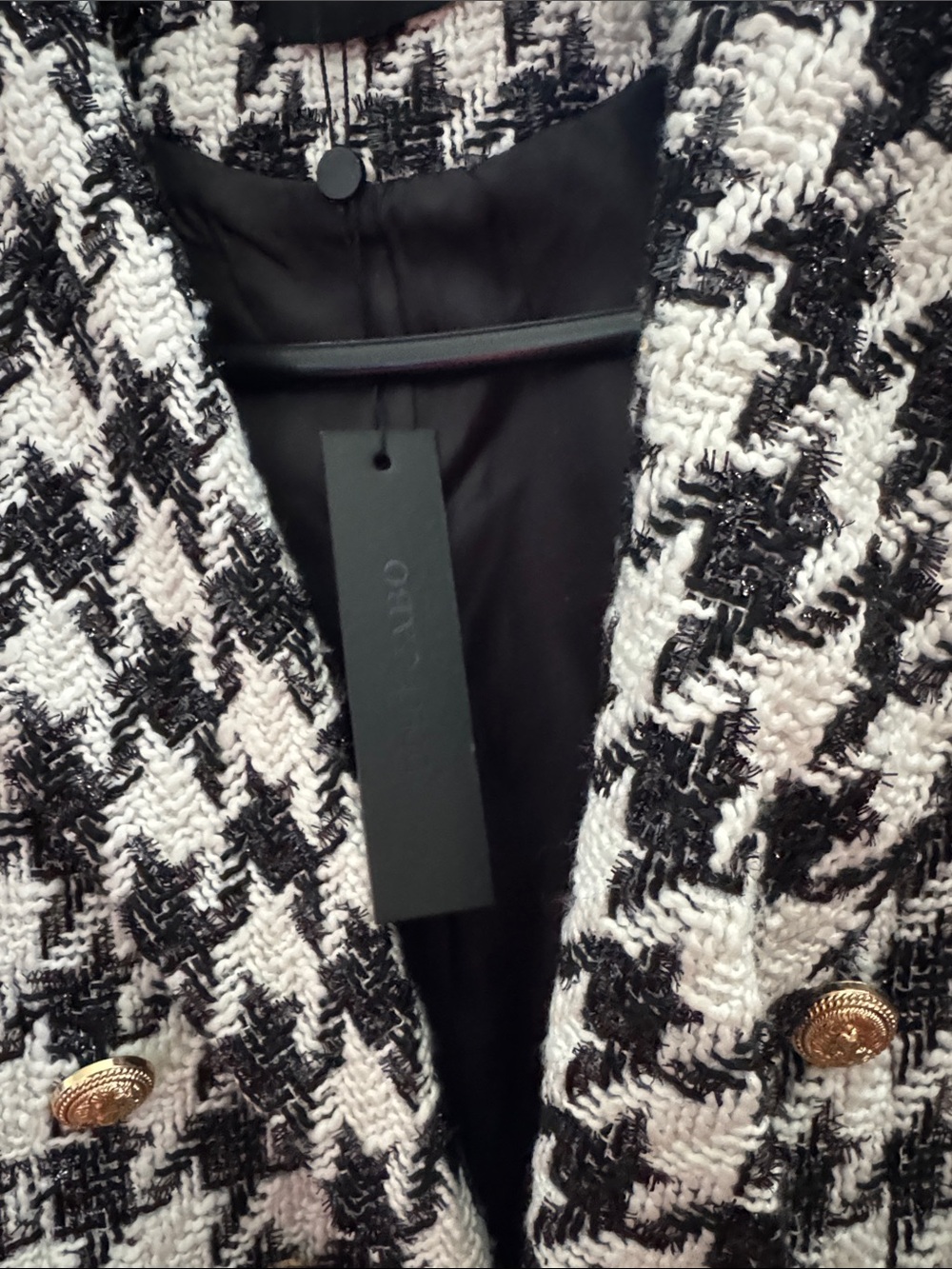 Dolce Cabo Black & White Houndstooth Double-Breasted Blazer - Picture 2 of 3